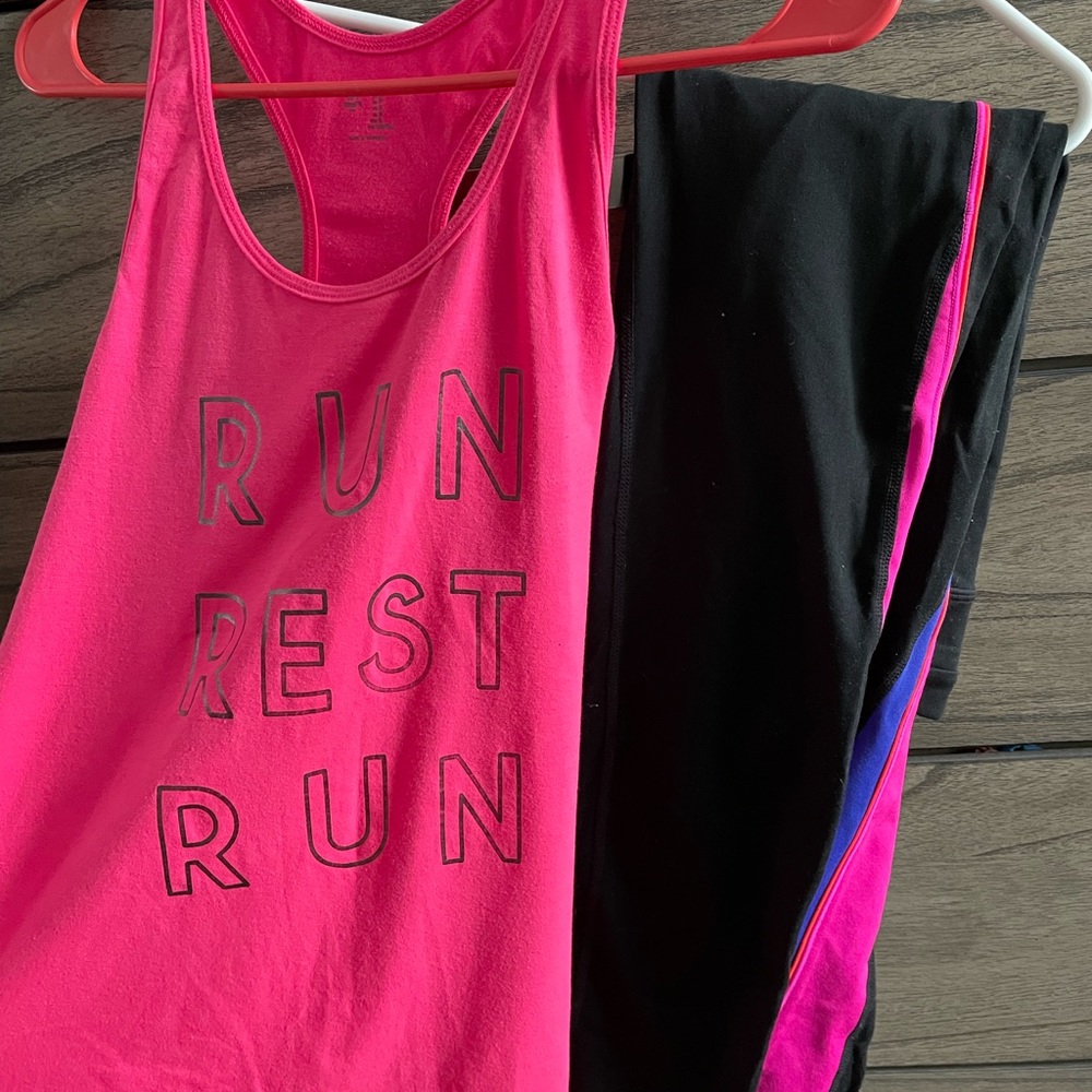 Small top and medium workout pants from Gap